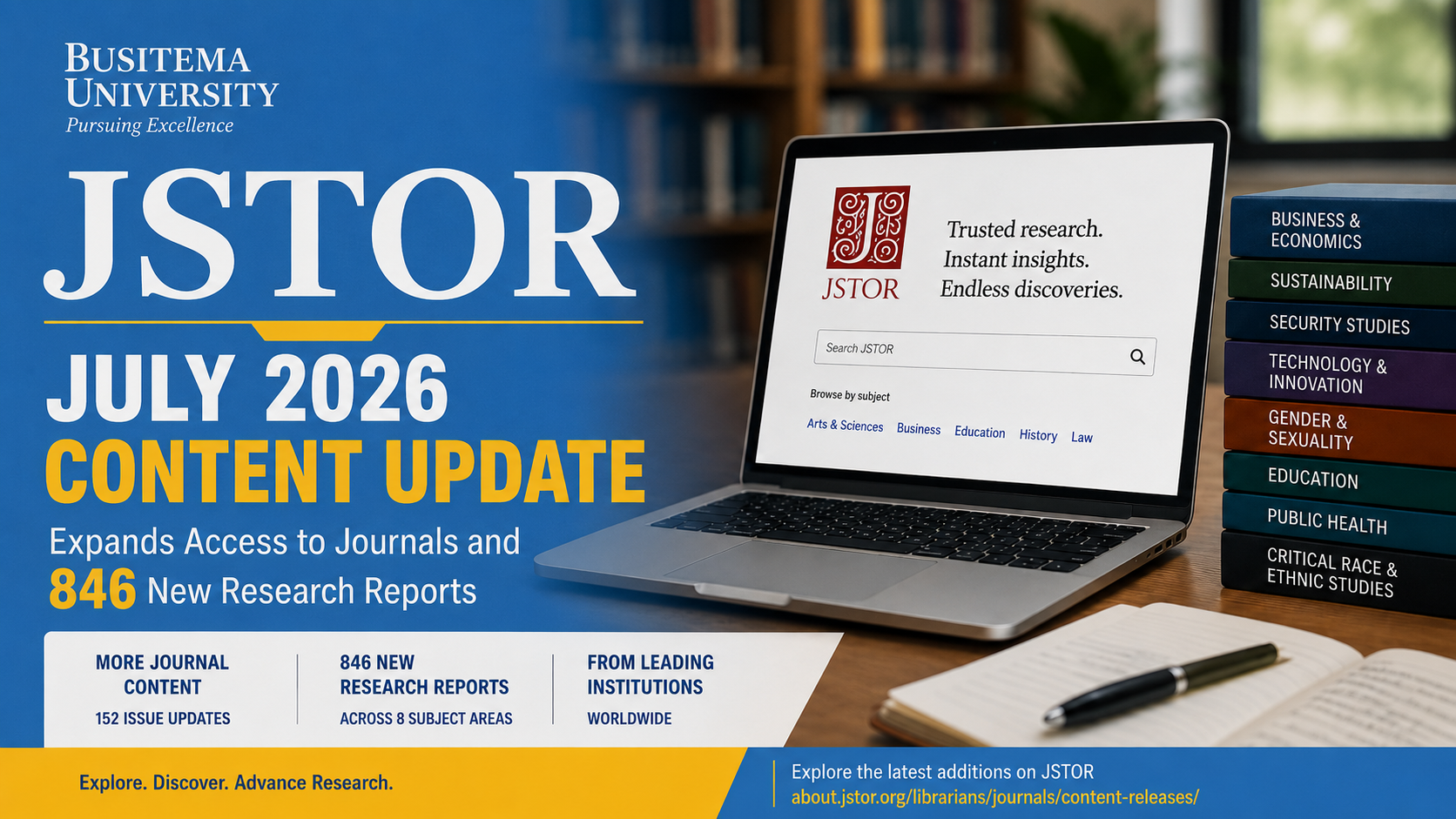 JSTOR July 2026 Update Expands Access to Journals and 846 Research Reports