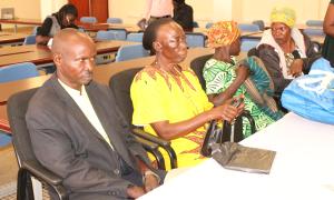 Members of the Busitema community keenly listening to the presentations made by farmers during the Open Access celebrations Faculty Of Engineering library on 20th Cctober 2021