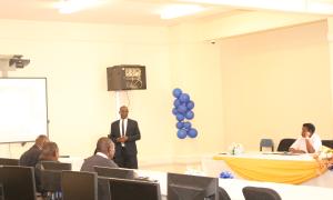 Busitema University Librarian, Dr. Fredrick Kiwuwa Lugya, engages participants with an introduction to Open Access Week and its importance during the celebrations held on 20th October 2025.