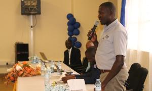 Kisambira David, a technician at Busitema University, responding to participants’ queries during the International Open Access Week celebrations at the Faculty of Engineering Library, Busitema University, on 20th October 2025.